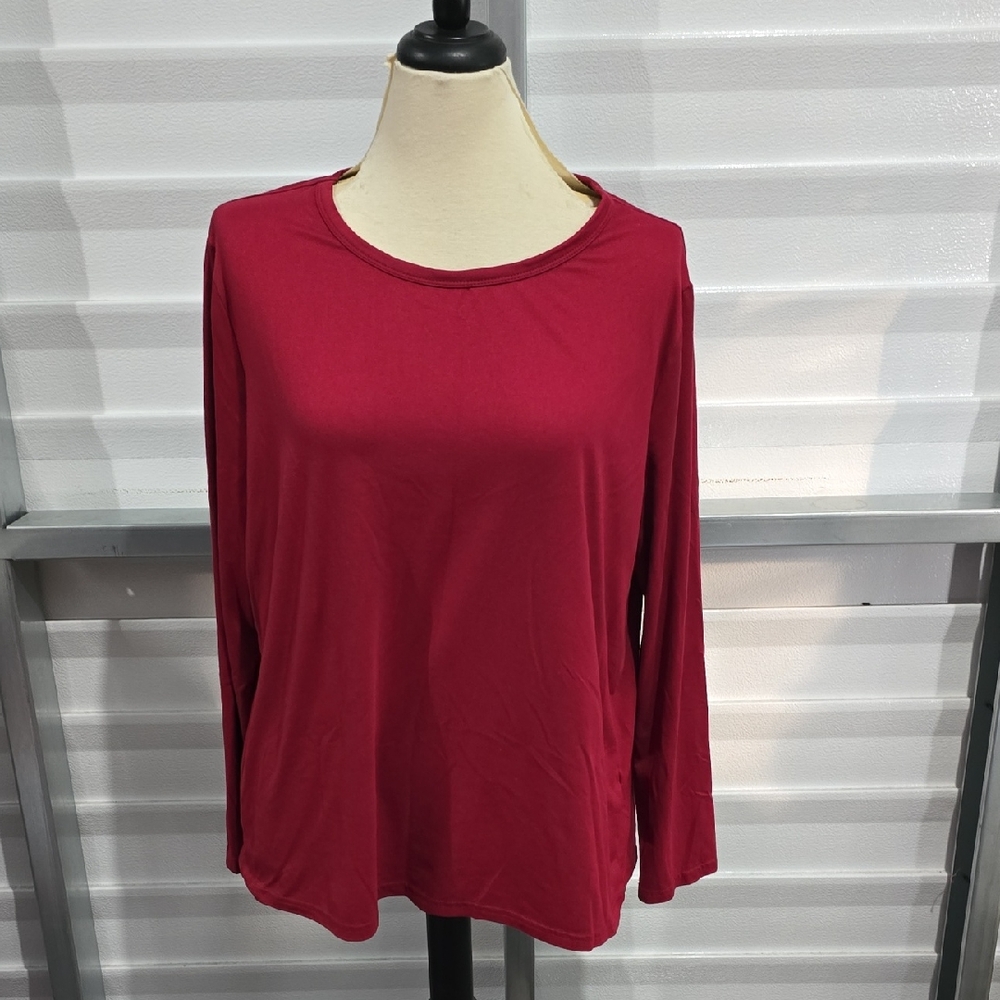 Chic Red Long‎ Sleeve Women's Blouse Size XXL